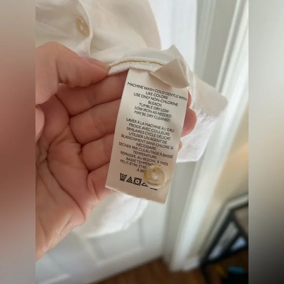 Pilcro & The Letterpress Anthropologie White Button Down Long Sleeve Blouse - Picture 3 of 7